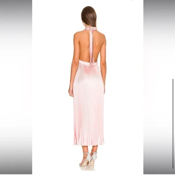 L’IDEE Renaissance split midi dress in light pink size 8 (US size 4)